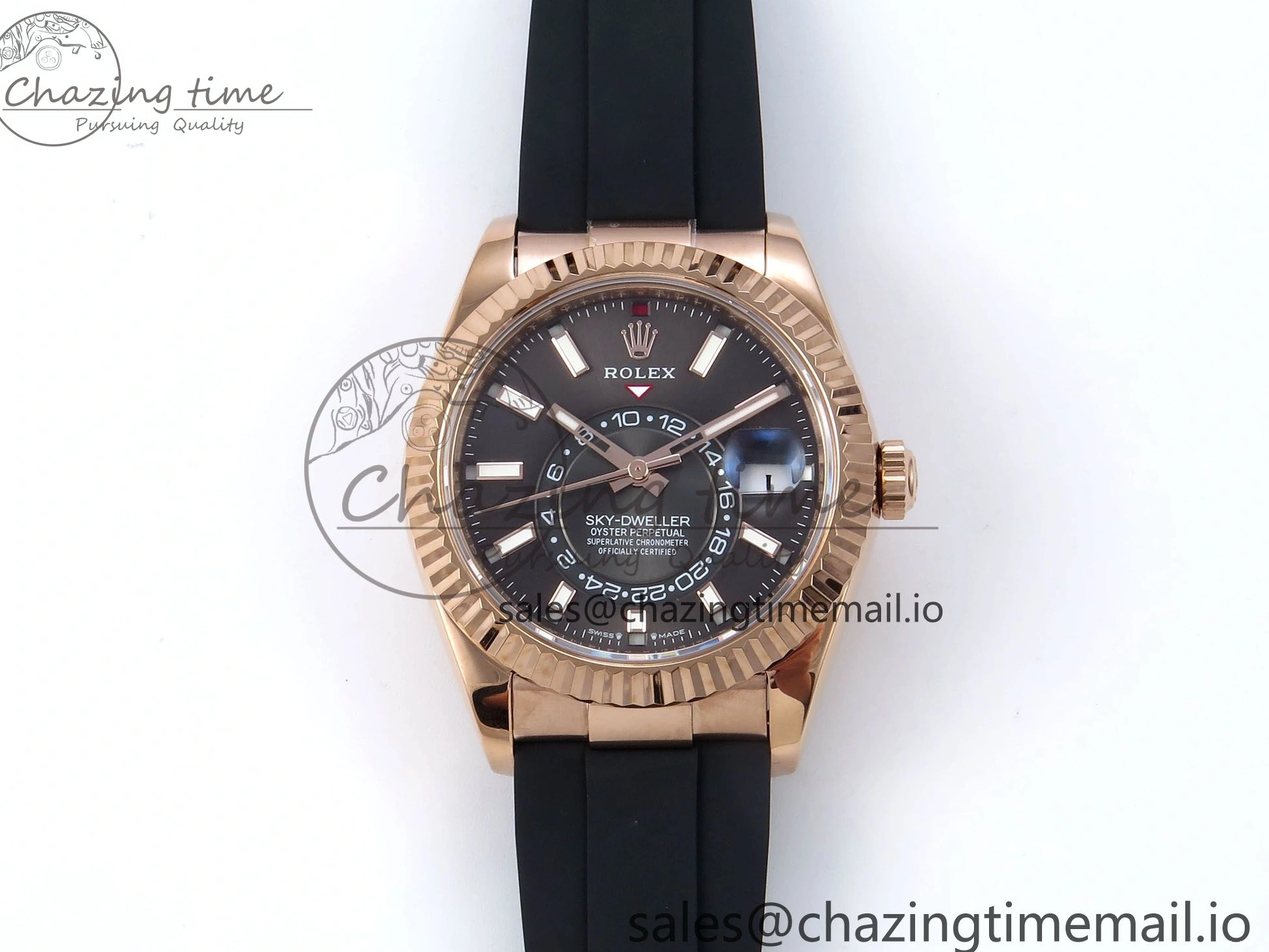 0104 Sky-Dweller 336235 RG ZF 1:1 Best Edition Gray Dial on Oysterflex Strap A23J (Gain Weight) SportInspired 908